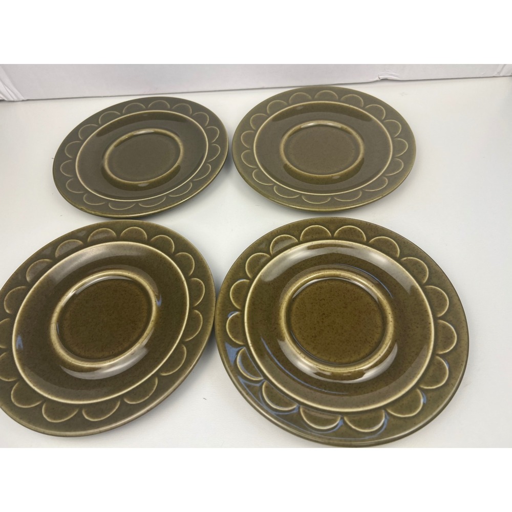 Vintage Homer Laughlin Granada by Sheffield Avocado Green Stoneware Saucer 5.75"